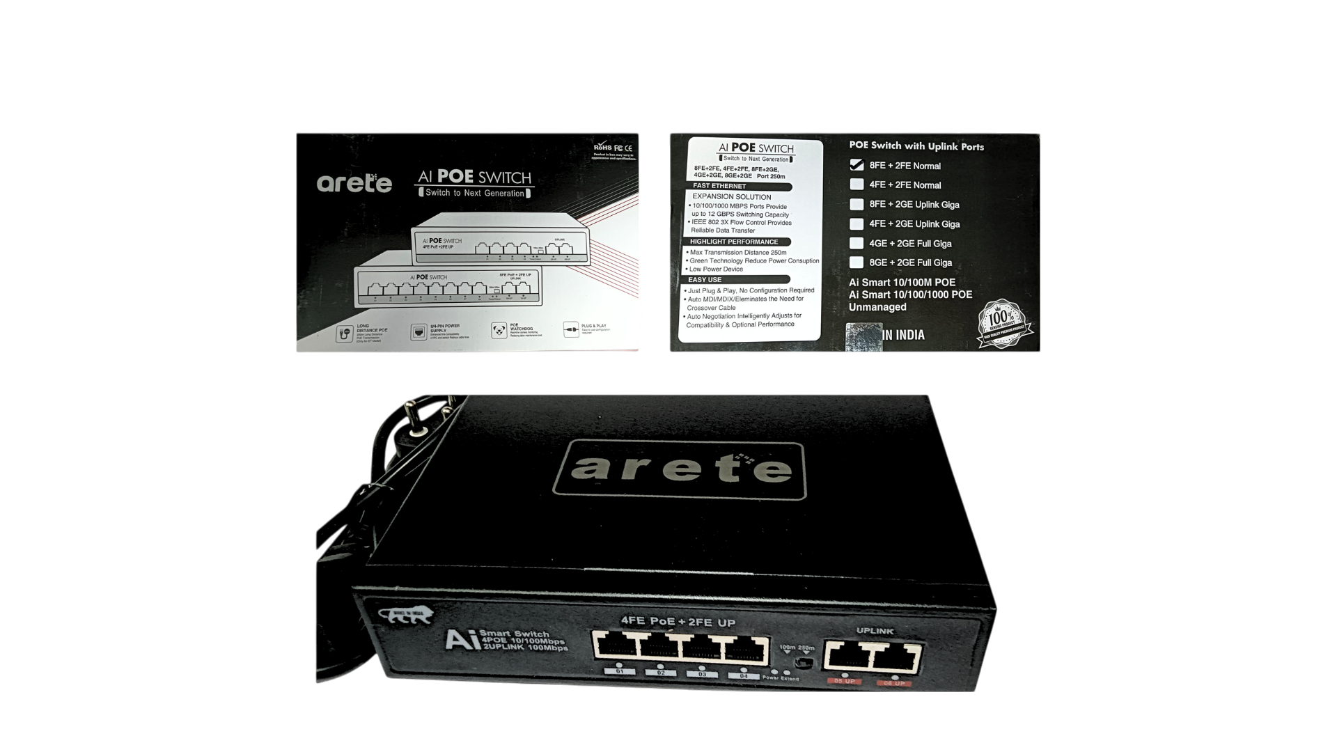Arete PoE Switch - Power over Ethernet Network Switch